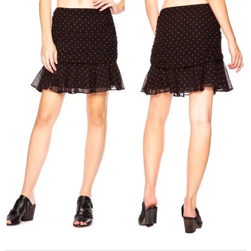 Veronica Beard 'Millie' Polka Dot Ruched Draped Mini Skirt size 8